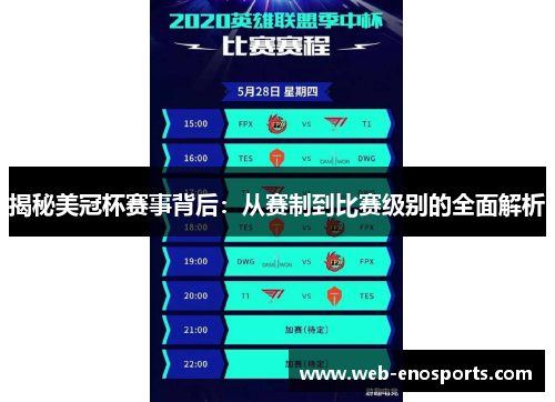 揭秘美冠杯赛事背后：从赛制到比赛级别的全面解析
